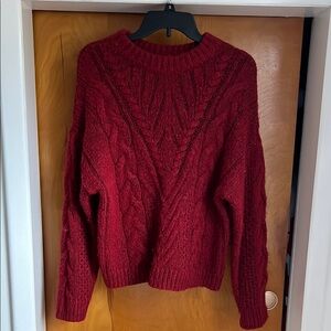 Women's Red Cable Knit Sweater